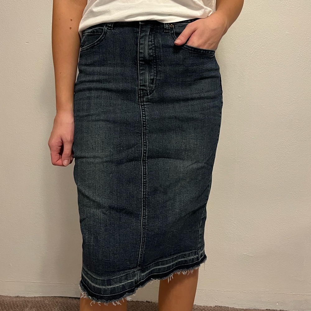 main street exchange denim skirt